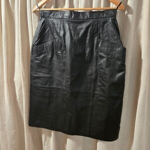Jacqueline Ferrar Black Leather Pencil Skirt